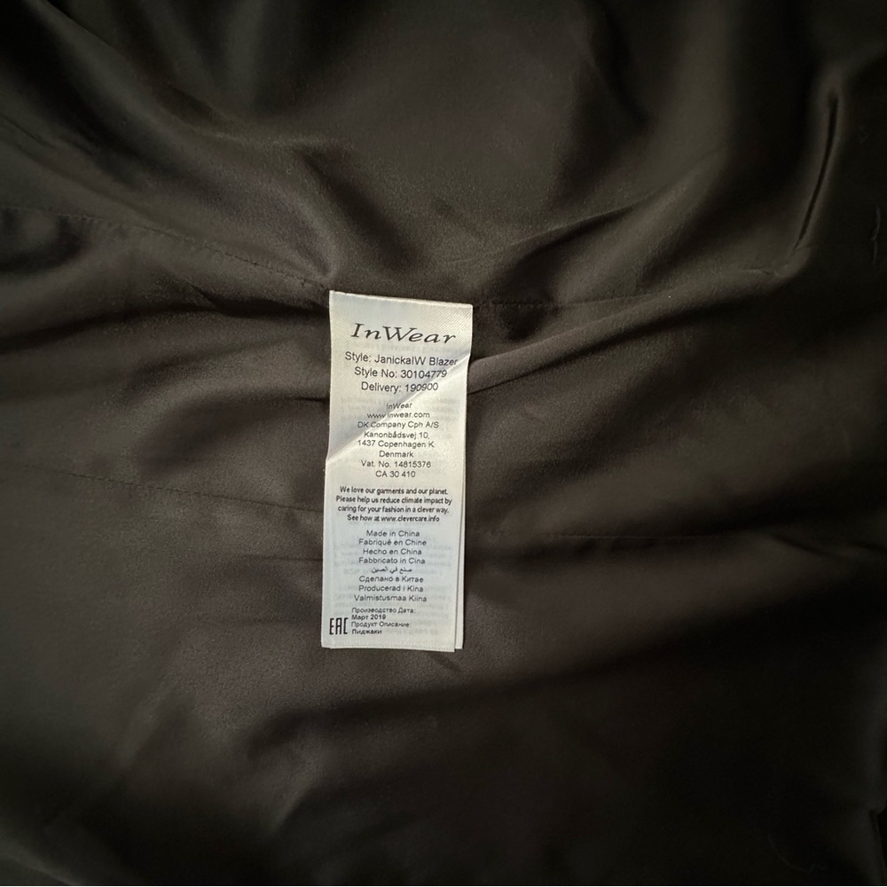 InWear Double Breasted Blazer Grey and Black Herringbone Size 14 - Picture 6 of 6